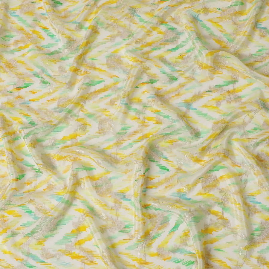 Sunshine Ikat Viscose Crepe Fabric - Vivid Abstract Print, Crafted in India, 110cm Wide-D18722 Regal Fabrics