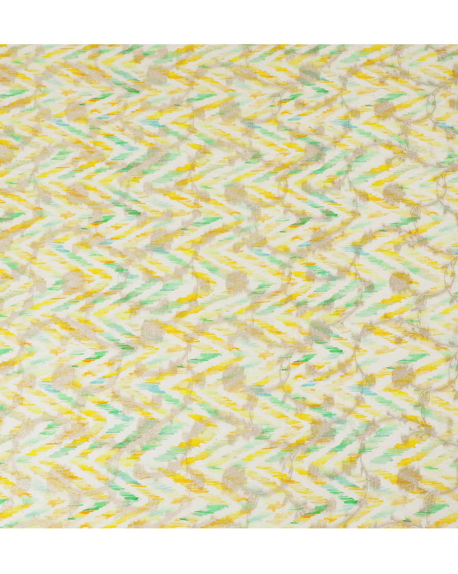 Sunshine Ikat Viscose Crepe Fabric - Vivid Abstract Print, Crafted in India, 110cm Wide-D18722