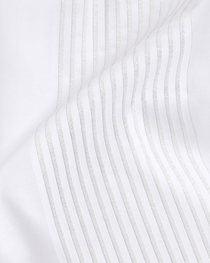 Luxurious Swiss 100% Cotton Shirting Fabric - Classic White with Delicate Textured Stripes, 150 cm Wide-D18565