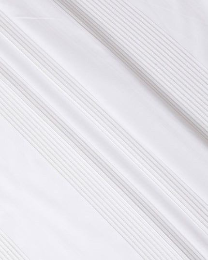 Luxurious Swiss 100% Cotton Shirting Fabric - Classic White with Delicate Textured Stripes, 150 cm Wide-D18565