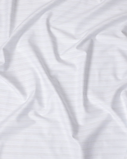 قماش القميص الكلاسيكي الأبيض المخطط 100٪ قطن - نسج ناعم، عرض 150 سم -D18569