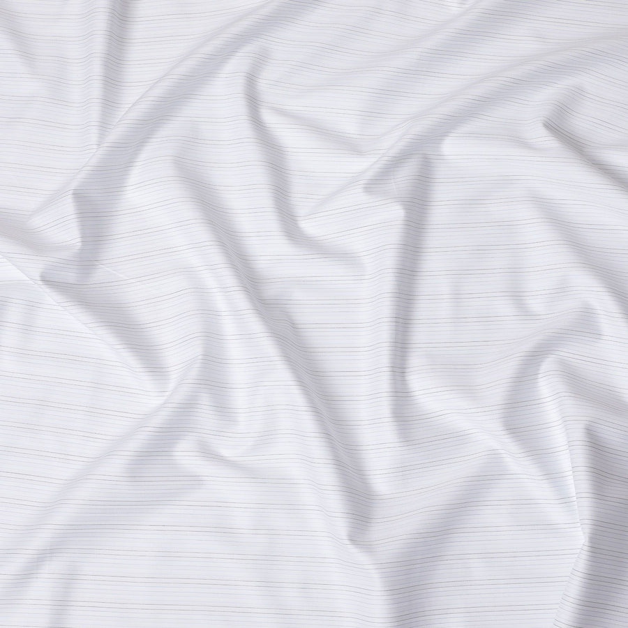 قماش القميص الكلاسيكي الأبيض المخطط 100٪ قطن - نسج ناعم، عرض 150 سم -D18569
