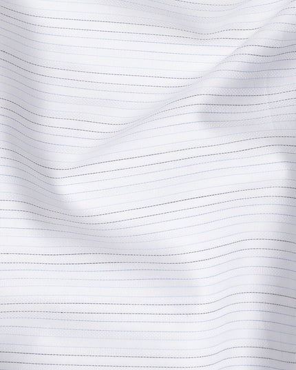 قماش القميص الكلاسيكي الأبيض المخطط 100٪ قطن - نسج ناعم، عرض 150 سم -D18569