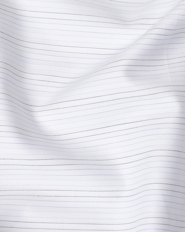 Classic White Striped 100% Cotton Shirting Fabric - Fine Weave, 150cm Width-D18569