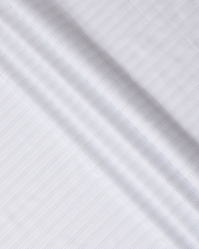 Classic White Striped 100% Cotton Shirting Fabric - Fine Weave, 150cm Width-D18569