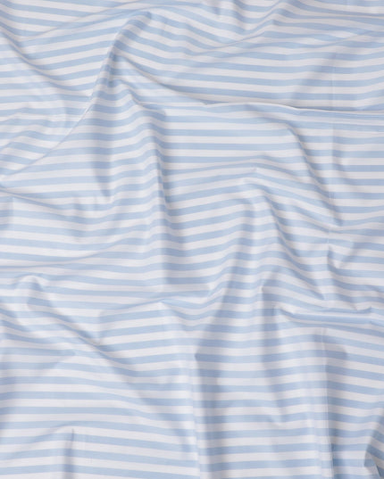 Crisp Sky Blue Striped 100% Cotton Shirting Fabric - Fresh & Classic, 150cm Width-D18572