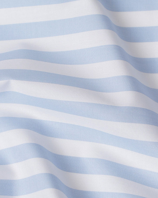 Crisp Sky Blue Striped 100% Cotton Shirting Fabric - Fresh & Classic, 150cm Width-D18572