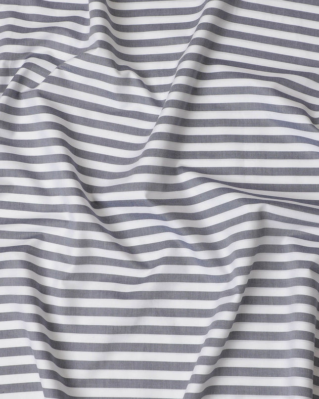 Nautical Navy and White Striped 100% Cotton Shirting Fabric - Timeless Style, 150cm Width"-D18573