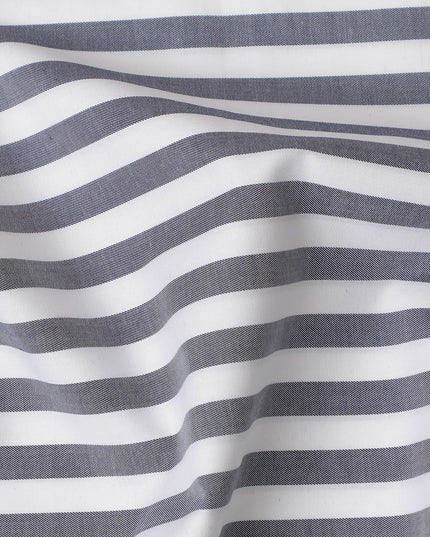 Nautical Navy and White Striped 100% Cotton Shirting Fabric - Timeless Style, 150cm Width"-D18573