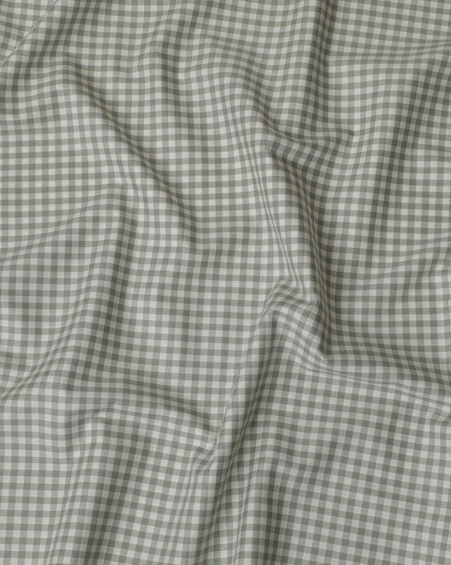 Classic Olive Gingham 100% Cotton Shirting Fabric - Versatile & Timeless, 150cm Width"-D18575