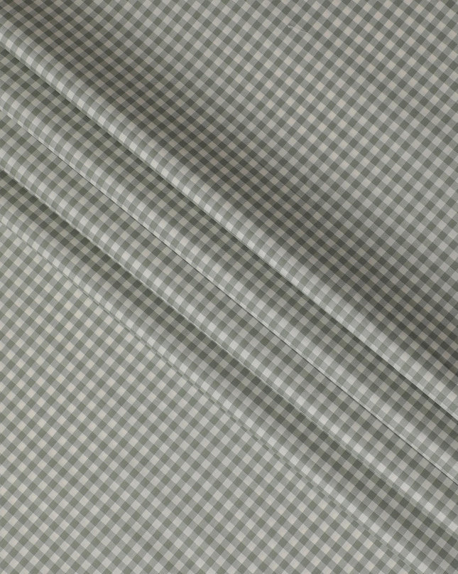 Classic Olive Gingham 100% Cotton Shirting Fabric - Versatile & Timeless, 150cm Width"-D18575