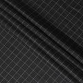 Luxurious Charcoal Grey Checkered Wool Blend Suiting Fabric - 150cm Width-D18582