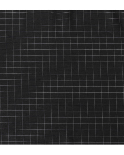 Luxurious Charcoal Grey Checkered Wool Blend Suiting Fabric - 150cm Width-D18582