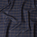 Navy Blue and Golden Striped Wool Blend Fabric - Tailoring and Apparel - 150cm Width-D18583