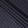 Navy Blue and Golden Striped Wool Blend Fabric - Tailoring and Apparel - 150cm Width-D18583