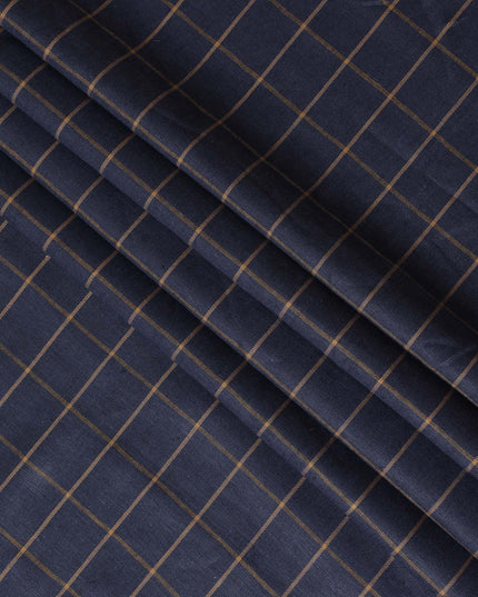 Navy Blue and Golden Striped Wool Blend Fabric - Tailoring and Apparel - 150cm Width-D18583