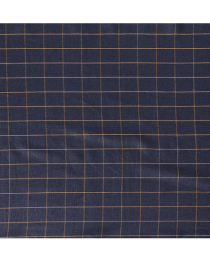 Navy Blue and Golden Striped Wool Blend Fabric - Tailoring and Apparel - 150cm Width-D18583