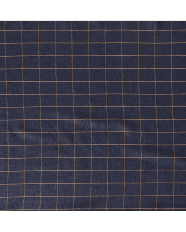 Navy Blue and Golden Striped Wool Blend Fabric - Tailoring and Apparel - 150cm Width-D18583