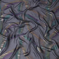 Mystic Charcoal Pure Silk Chiffon Fabric with Iridescent Brushstroke Accents, 110cm Width - Traditional Garbasaar, Piece of 2.0 Mtrs-D18618