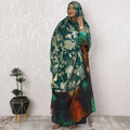 Emerald Elegance Pure Silk Chiffon Fabric with Silver Floral Embroidery, 110cm Width - Traditional Garbasaar, Piece of 2.0 Mtrs-D18621 - Regal Fabrics
