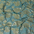 Emerald Elegance Pure Silk Chiffon Fabric with Silver Floral Embroidery, 110cm Width - Traditional Garbasaar, Piece of 2.0 Mtrs-D18621 - Regal Fabrics