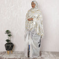 Gleaming Ivory Pure Silk Chiffon Fabric with Golden Leaf Patterns, 110cm Width - Traditional Garbasaar, Piece of 2.0 Mtrs-D18622 - Regal Fabrics