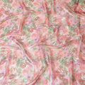 Blush Garden Pure Silk Chiffon Fabric with Floral Print and Iridescent Highlights, 110cm Width - Traditional Garbasaar, Piece of 2.0 Mtrs-D18623