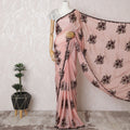 Soft Blush Pink Silk Crepe Saree with Contrasting Purple Embroidery & Bead Work - 5.5 mtrs-D18796