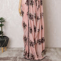 Soft Blush Pink Silk Crepe Saree with Contrasting Purple Embroidery & Bead Work - 5.5 mtrs-D18796