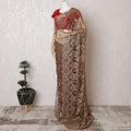 Bordeaux Brilliance French Metallic Chantilly Lace Saree - 110cm Width, 5.5M Length-D18812