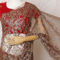 Bordeaux Brilliance French Metallic Chantilly Lace Saree - 110cm Width, 5.5M Length-D18812