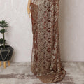 Bordeaux Brilliance French Metallic Chantilly Lace Saree - 110cm Width, 5.5M Length-D18812