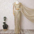 Golden Elegance French Metallic Chantilly Lace Saree - 110cm Width, 5.5M Length-D18813 - Regal Fabrics