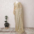 Golden Elegance French Metallic Chantilly Lace Saree - 110cm Width, 5.5M Length-D18813 - Regal Fabrics