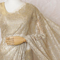 Golden Elegance French Metallic Chantilly Lace Saree - 110cm Width, 5.5M Length-D18813 - Regal Fabrics