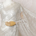 Platinum Grace French Metallic Chantilly Lace Saree - Stone Accents, 110cm Width, 5.5M Length-D18819