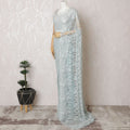 Serene Seafoam French Metallic Chantilly Lace Saree - 110cm Width, 5.5M Length-D18820 - Regal Fabrics