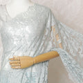 Serene Seafoam French Metallic Chantilly Lace Saree - 110cm Width, 5.5M Length-D18820 - Regal Fabrics