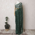 Emerald Enchantment French Chantilly Lace Saree - Stone Work, 110cm Width, 5.5M Length-D18821