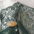 Emerald Enchantment French Chantilly Lace Saree - Stone Work, 110cm Width, 5.5M Length-D18821