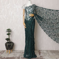 Hunter's Night French Chantilly Lace Saree with Stone Work - 110cm Width, 5.5M Length-D18822