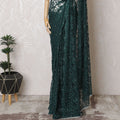 Hunter's Night French Chantilly Lace Saree with Stone Work - 110cm Width, 5.5M Length-D18822