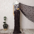 Cosmic Onyx French Chantilly Lace Saree with Stone Work - 110cm Width, 5.5M Length-D18824