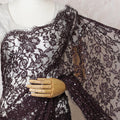 Cosmic Onyx French Chantilly Lace Saree with Stone Work - 110cm Width, 5.5M Length-D18824