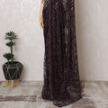 Cosmic Onyx French Chantilly Lace Saree with Stone Work - 110cm Width, 5.5M Length-D18824
