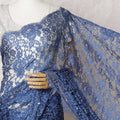 Midnight Sapphire French Two-Tone Chantilly Lace Saree with Stone Work - 110cm Width, 5.5M Length-D18829 Regal Fabrics