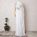 Bridal White French Chantilly Lace Saree - 110cm Width, 5.5M Length-D18830