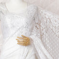 Bridal White French Chantilly Lace Saree - 110cm Width, 5.5M Length-D18830