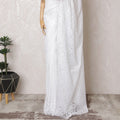 Bridal White French Chantilly Lace Saree - 110cm Width, 5.5M Length-D18830