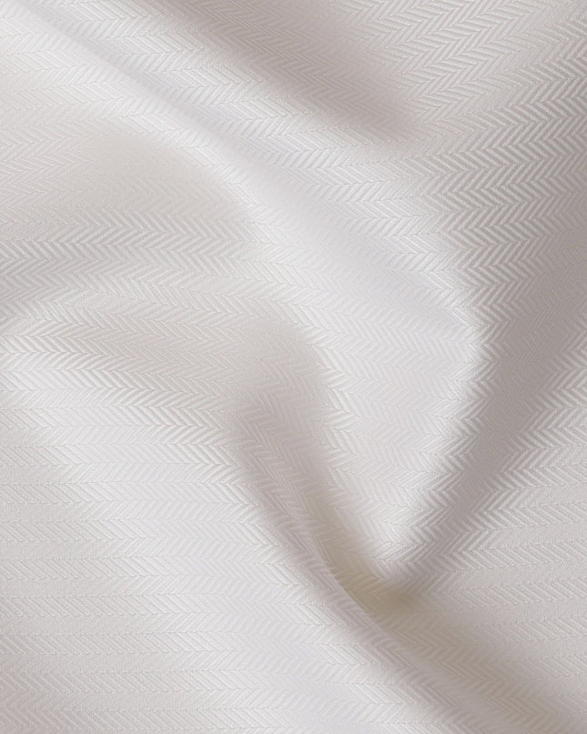 Premium White Swiss 100% Cotton Shirting Fabric - 150cm Width, Silky Finish Herringbone-D18881